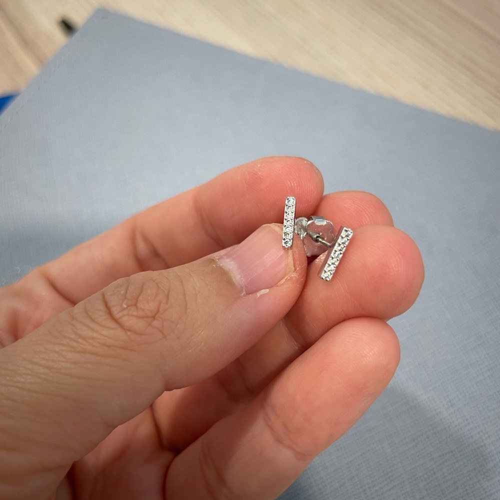 Nadri Silver Bar Earrings